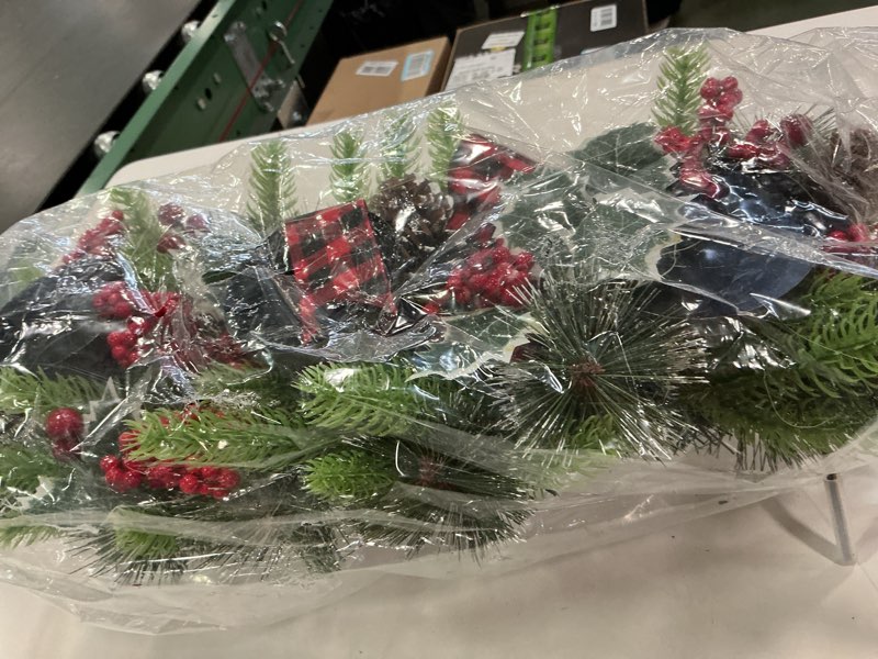 Condition photo showing Good Condition for Brightown 20.5“ Iron Christmas Candle Holder, Pine Needles, Red Berries, Gold Balls and Golden Branches Tabletop Decoration with 3 Candle Holders for Christmas Home Decoration ?20.5" L