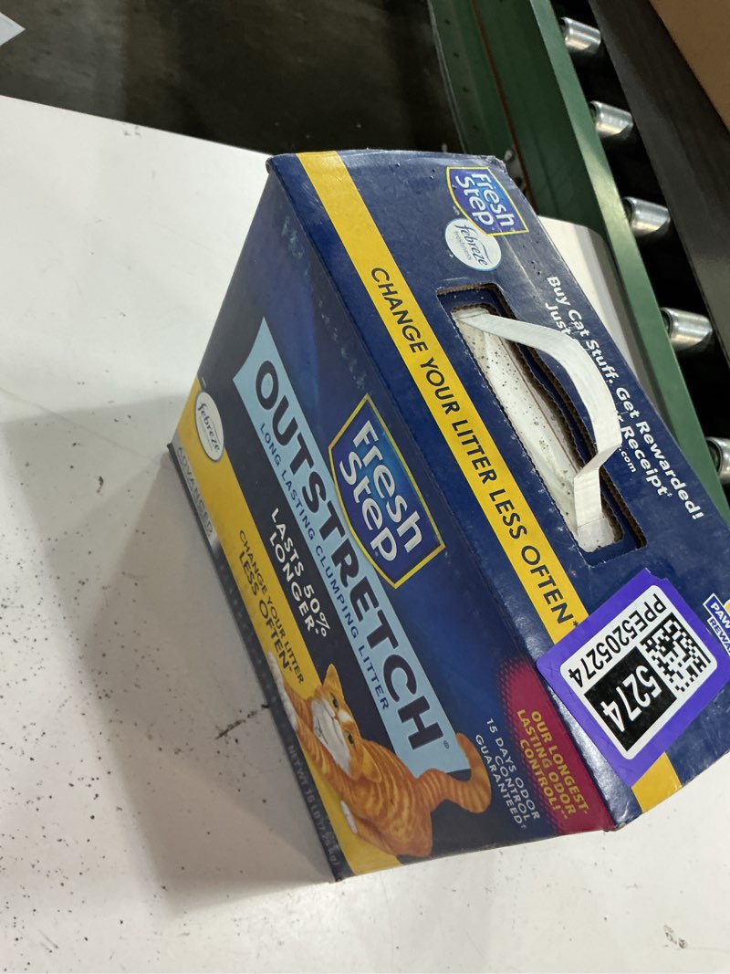 Condition photo showing As Is for (only 1)fresh step advanced ever fresh multi cat clumping cat litter with febreze freshness, low dust, odor control with ammonia block tech, compatible in automatic litter boxes, 32 lb. (2 x 16 lb.) febreze clean scent
