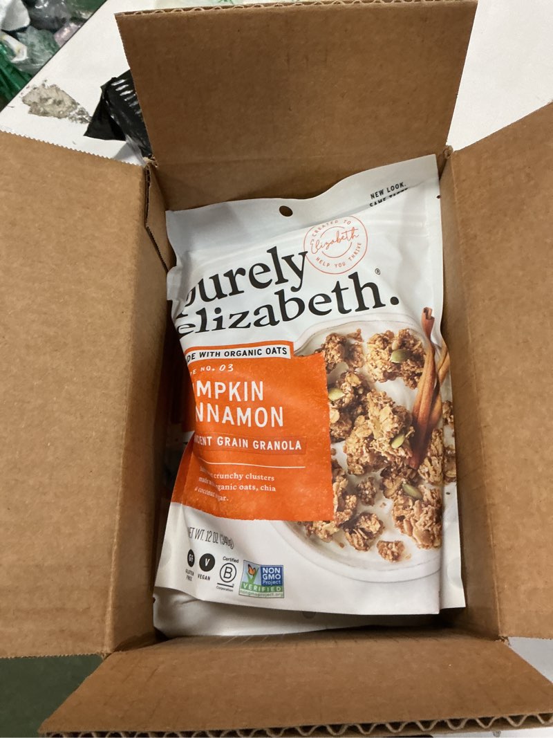Condition photo showing New/Like New for Purely Elizabeth, Pumpkin Cinnamon, Ancient Grain Granola, Gluten-Free, Non-GMO, 12 Ounce (Pack of 3) Pumpkin Cinnamon 12 Ounce (Pack of 3) best by 1-6-2026