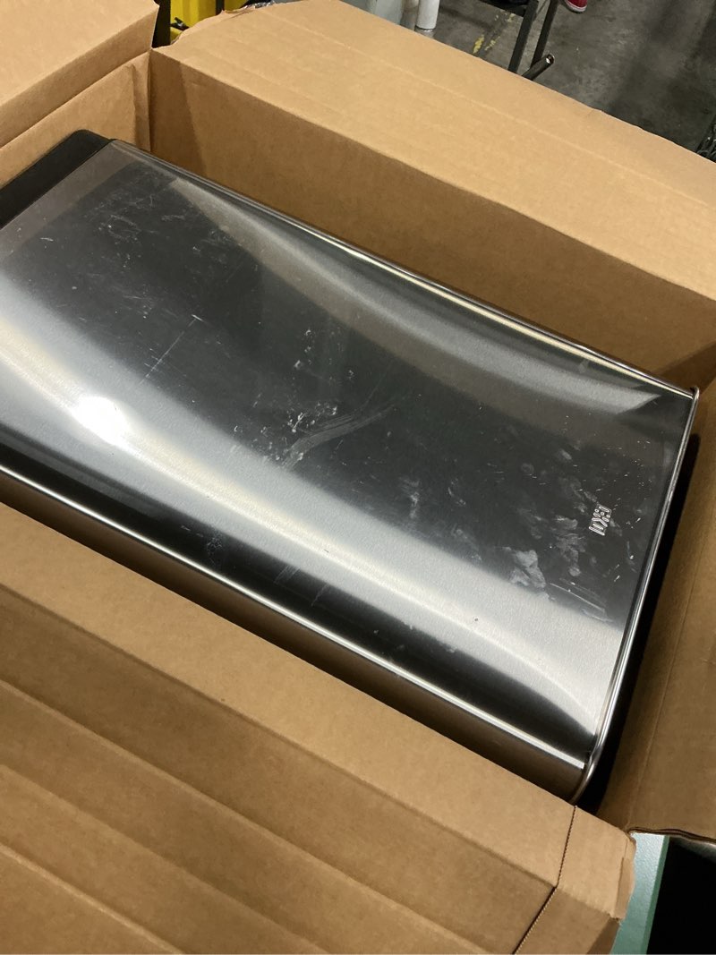 Condition photo showing Good Condition for EKO Mirage-T 50 Liter / 13.2 Gallon Touchless Rectangular Motion Sensor Trash Can, Brushed Stainless Steel Finish