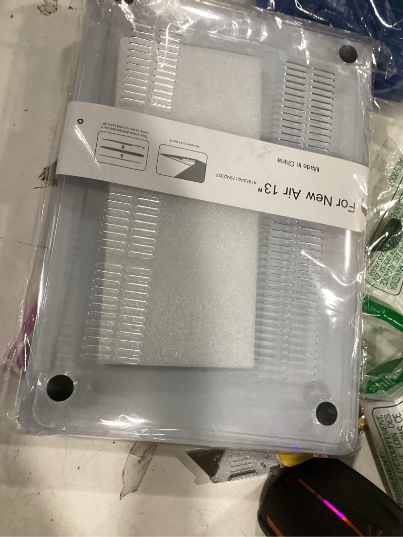 Condition photo showing Good Condition for compatible with m4 macbook air 13.6 inch case 2025 2024 2023 2022 a3240 a3113 m3 a2681 m2 chip, crystal pattern plastic hard case cover for mac air 13 m4 touch id, tropical blue flowers