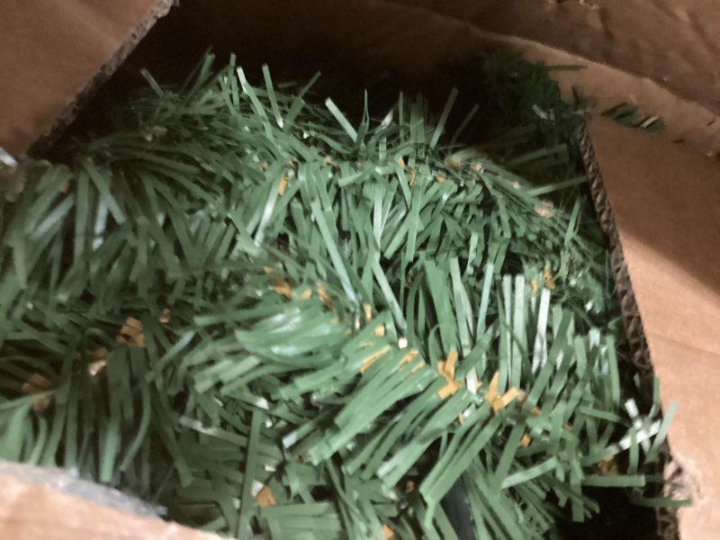 Condition photo showing As Is for Super Long & Timer 8 Modes - 18 Ft by 10 Inch Prelit Outdoor Christmas Garland for Stair Porch Front Door Mantle, Battery Operated 100 Warm Lights Thick 460 Branch 15 Pinecone 165 Berry Cedar Garland