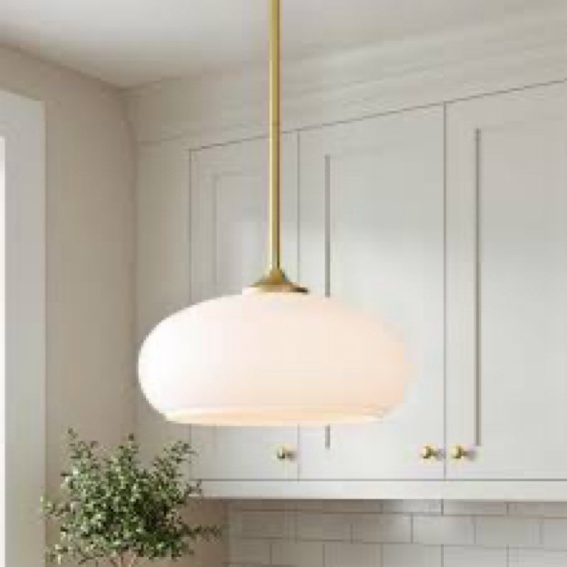 Tawson Juno Modern 1-Light Pendant Ceiling Light Fixture with Etched Opal Glass Shade for Kitchen Is