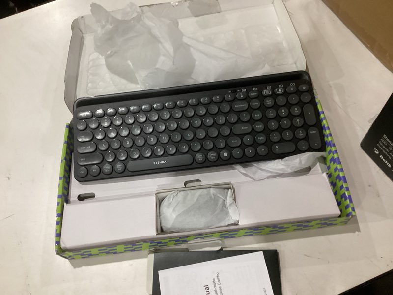 Condition photo showing Good Condition for seenda bluetooth keyboard and mouse for ipad, ctu-301 wireless multi-device connection bluetooth+2.4g keyboard mouse combo with tablet holder for ipad/macbook/windows, ios/andriod/phone, black black & gray
