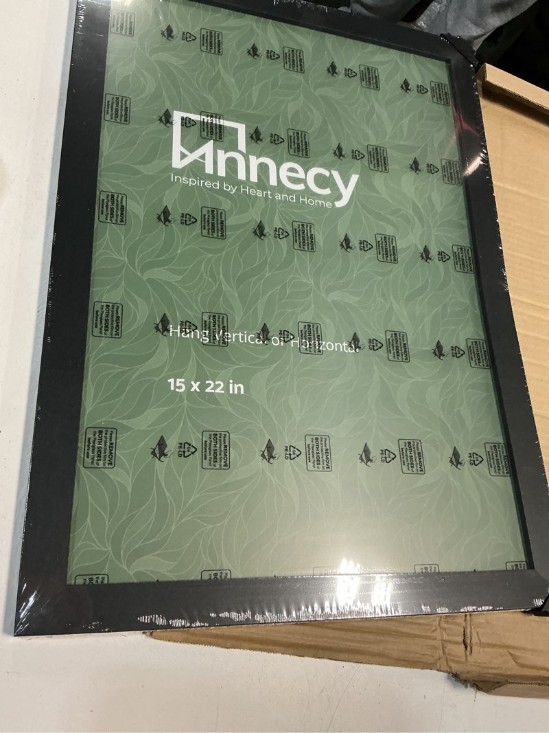 Condition photo showing Good Condition for Annecy 15x22 Picture Frame Black?1 Pack?, 15 x 22 Picture Frame for Wall Decoration, Classic Black Minimalist Style Suitable for Decorating Houses, Offices, Hotels 15x22 Black