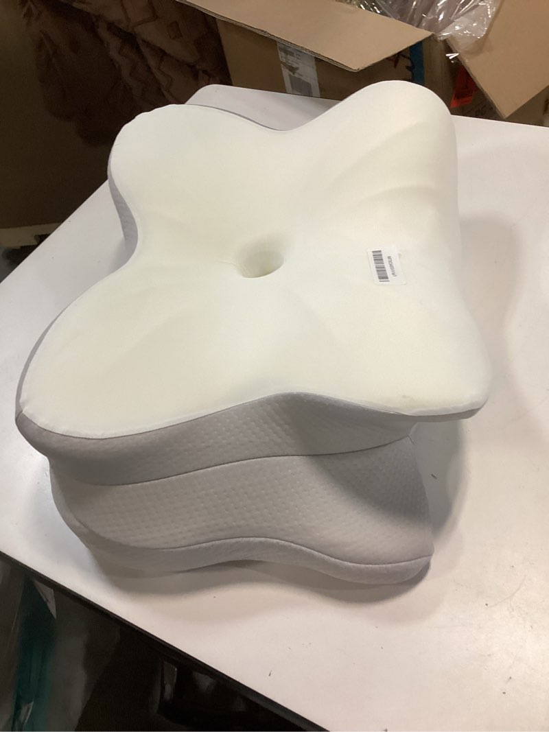 Condition photo showing Good Condition for Cervical Neck Pillow, Ergonomic Memory Foam Pillows for Neck Pain Relief with Breathable Pillowcase, Adjustable Contour Neck Support Pillow for Side Back Stomach Sleepers, Odorless Milk White