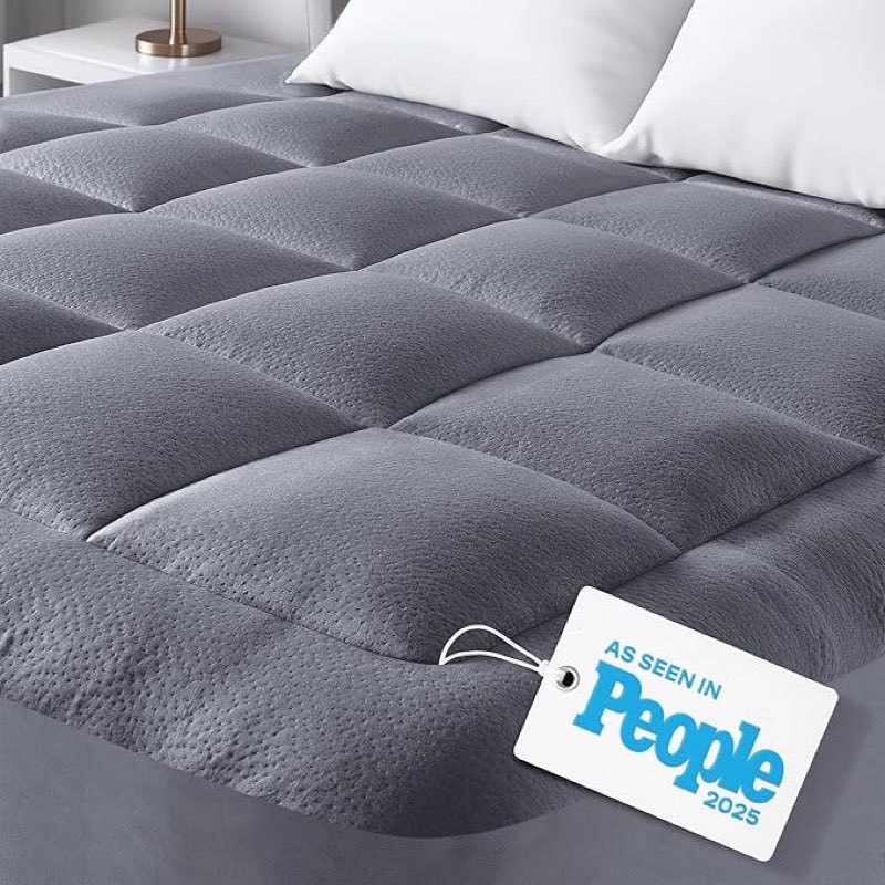 Ultra Soft California King Size Mattress Topper - Viscose Made from Bamboo Pillow Top Mattress Pad for Back Pain Relief - Naturally Cooling for Hot Sleepers, Dark Gray