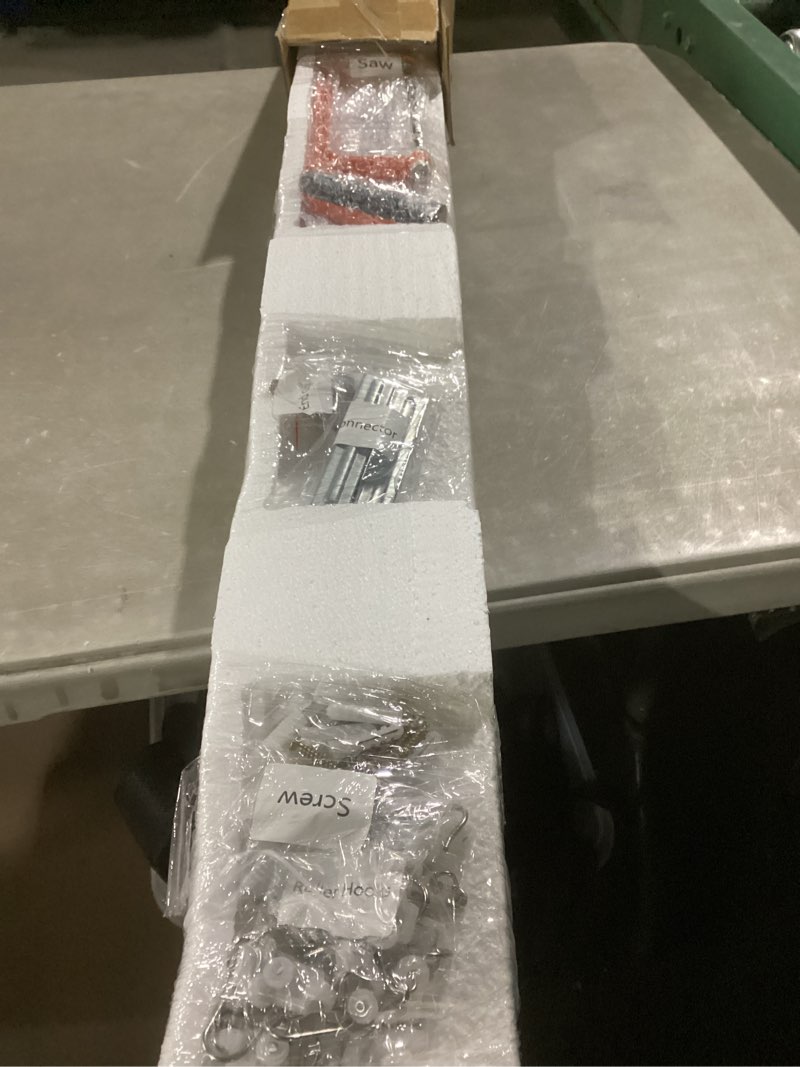 Condition photo showing Good Condition for curtain track, ceiling curtain track for room divider, ceiling mount rail set with roller hooks, white, 6ft - 9ft white 6ft - 9ft