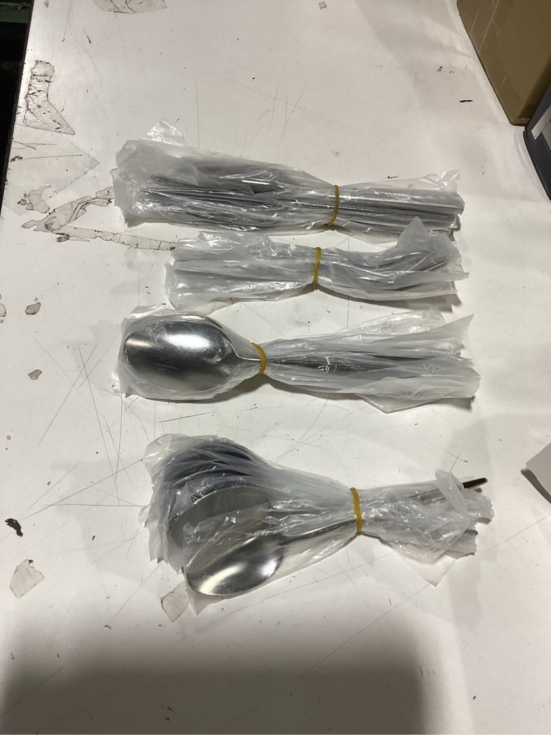 Condition photo showing New/Like New for kingstone silverware set, 40-piece flatware set cutlery set premium 18/10 stainless steel, tableware include forks knives spoons for home kitchen restaurant wedding, dishwasher safe 40-piece silver
