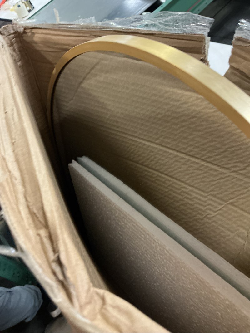 Condition photo showing Good Condition for Arched Full Length Mirror, 56"x15" Standing Body Mirror for Wall, with Aluminum Alloy Frame for Bedroom, Living Room, Dressing Room(Gold) Gold 56"L x 15"W