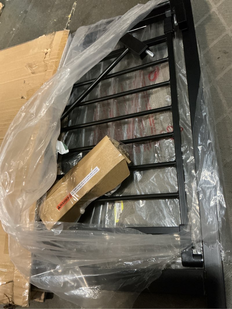Condition photo showing As Is for 29.5-40.5" baby gate for stairs, dog gate for doorways, walk thru auto close metal baby safety gate for the house, stairs and doorways, child gate pressure mounted, pet gate for dog indoor - black black 29.5-40.5"w x 30"h