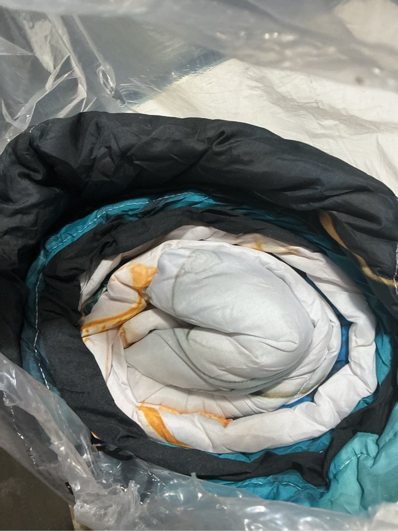 Condition photo showing Good Condition for Herside Blue and Gold Marble Comforter Set 8 Pieces,King Size Bed in a Bag Set,Abstract Texture Modern Bedding Set,Soft Microfiber Lightweight Comforter Bed Set with Sheets and Pillowcases Blue Gold King