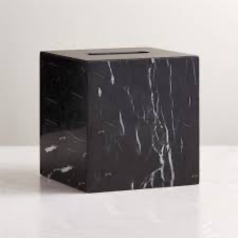 Black Marble Tissue Box Cover, Square Heavy Duty Napkin Holder, Removable Tissue Box with Acrylic Bo