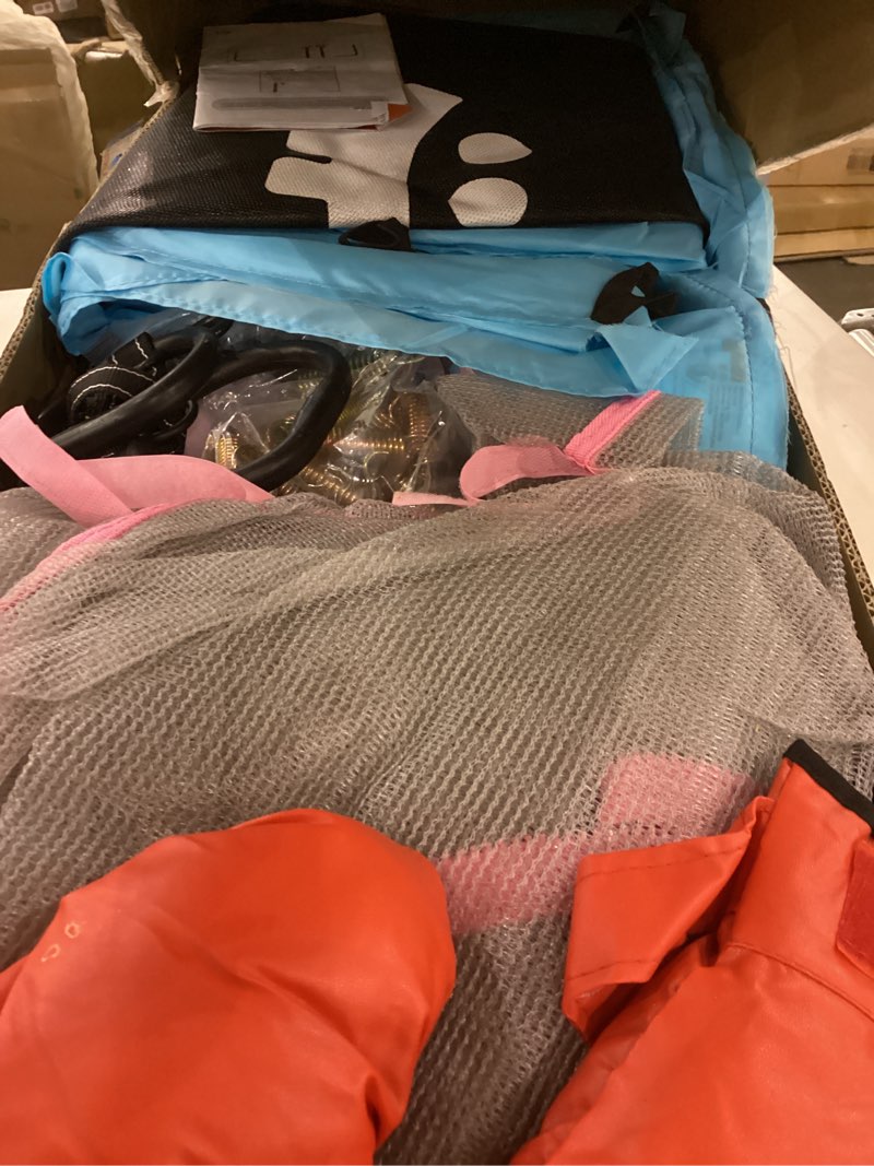 Condition photo showing Good Condition for Happin® 55’’ Trampoline for Kids with Safety Enclosure, Indoor & Outdoor Toddler Trampoline, Ultra Safe Design with Multi Activity Accessories, Perfect Toddler Gift for Boys & Girls Ages 1–8 Blue & Pink 55'' Adventure