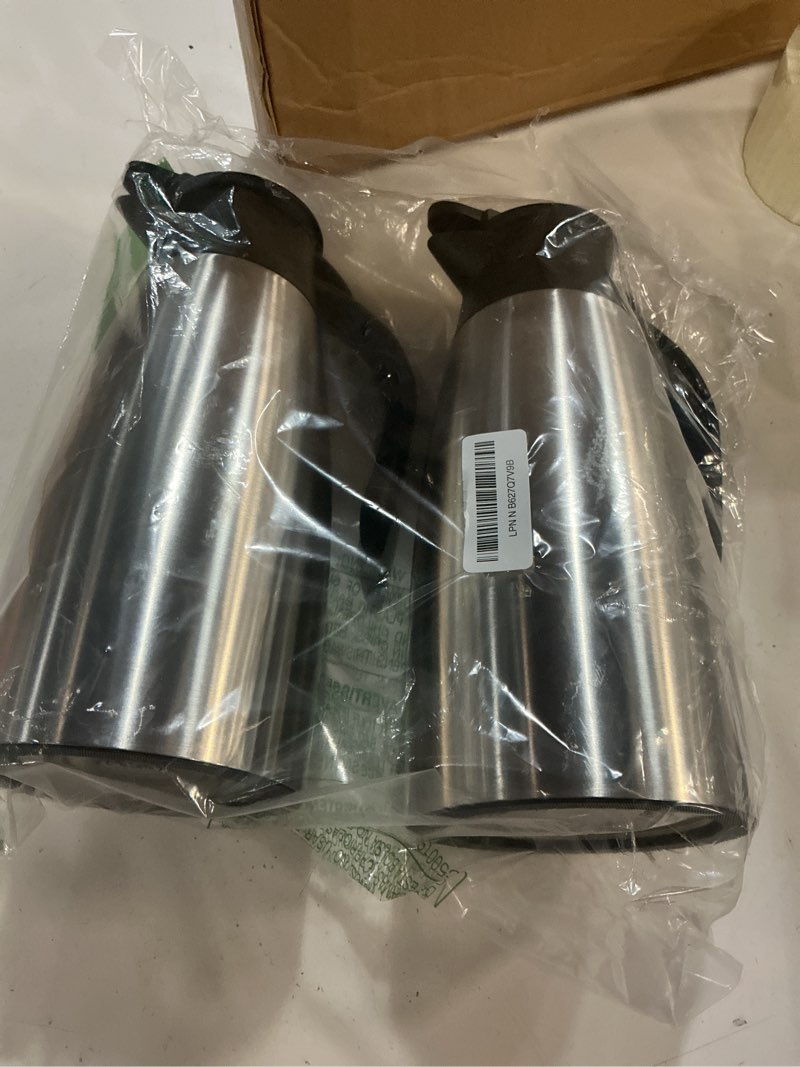 Condition photo showing Good Condition for 2 pcs 68 oz thermal coffee carafe, insulated stainless steel coffee carafe double walled vacuum thermal pot flask with brushes thermos for keeping hot coffee tea home and office (silver) silver 2