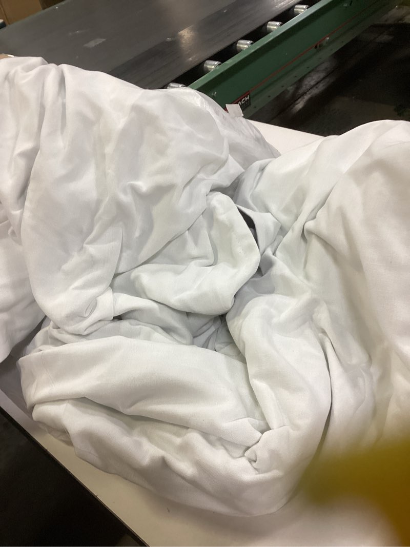 Condition photo showing Good Condition for Extra Wide 60 Inch Width Blackout Curtains 96 Inches Long for Living Room Bedroom Room Darkening Linen Pinch Pleated Office Thermal Insulated Ceiling Track Window Sliding Door Drapes 60x96 1 Panel Beige White 60"W x 96"L (Pack of 1)