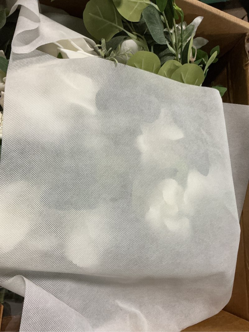 Condition photo showing Good Condition for ling's moment 17.5" tall standing artificial flowers arrangements 4 pcs wedding aisle runner chair decorations white sage centerpieces for ceremony reception rose floral party outdoor decor