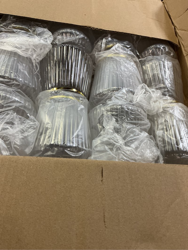 Condition photo showing Good Condition for goodluck 36 pack 12oz stemless plastic wine glasses – clear ribbed cups with gold rim, fancy reusable disposable drinkware for weddings, parties, bars, indoor and outdoor events clear and gold 36