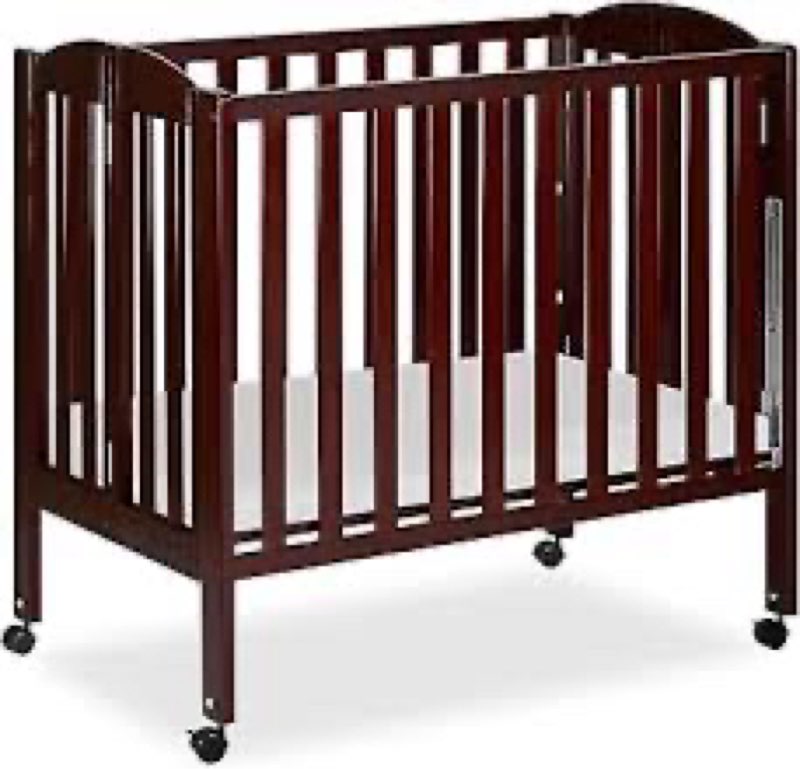 Dream On Me 3-in-1 Portable Folding Stationary Side Mini Baby Crib in Espresso & Mattress, GreenGuar