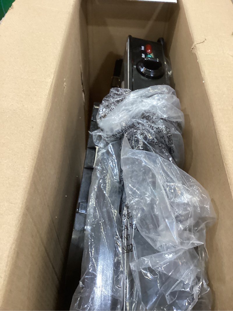 Condition photo showing As Is for hamilton beach 3-in-1 electric indoor grill + griddle, 8-serving, reversible nonstick plates, 2 cooking zones with adjustable temperature (38546), black