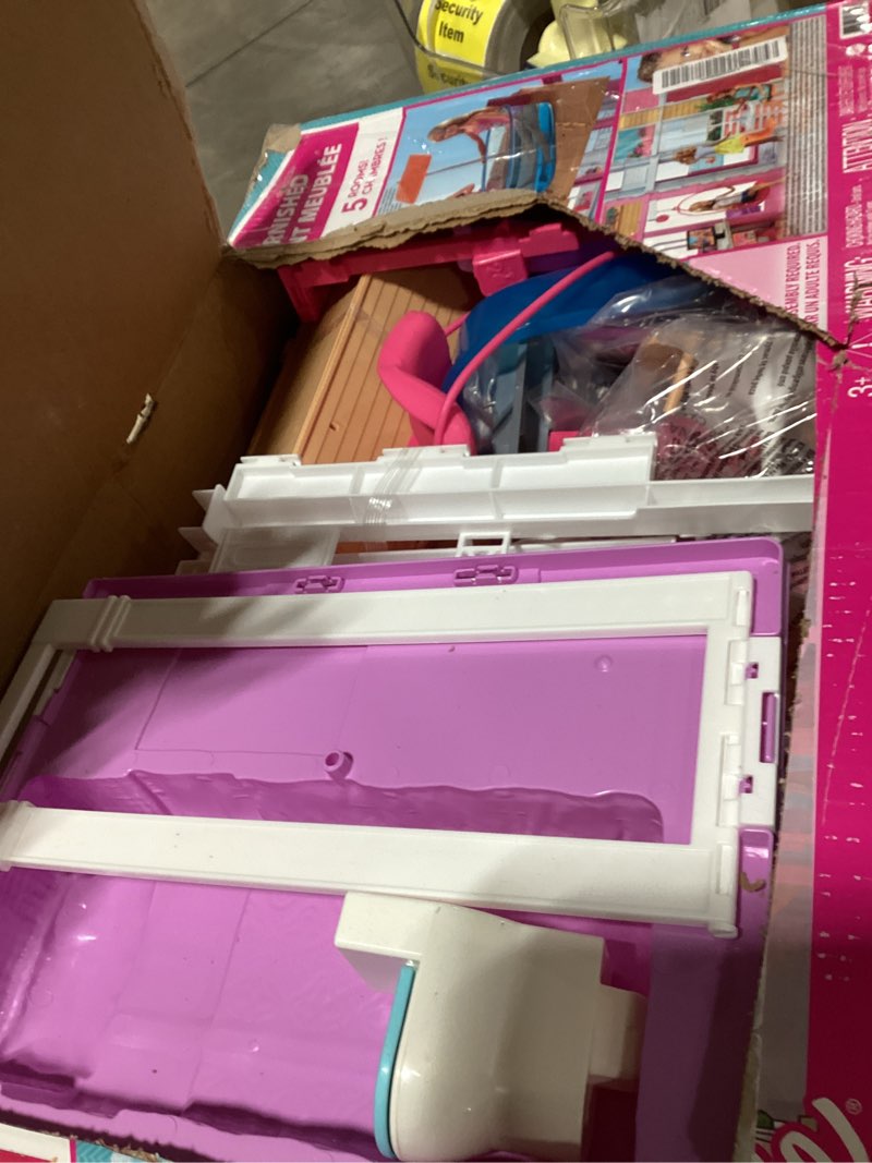 Condition photo showing Good Condition for Barbie 3-Story Townhouse Dollhouse with Elevator, Swing Chair, Furniture and Accessories, Fold for Portability and Travel (Amazon Exclusive)