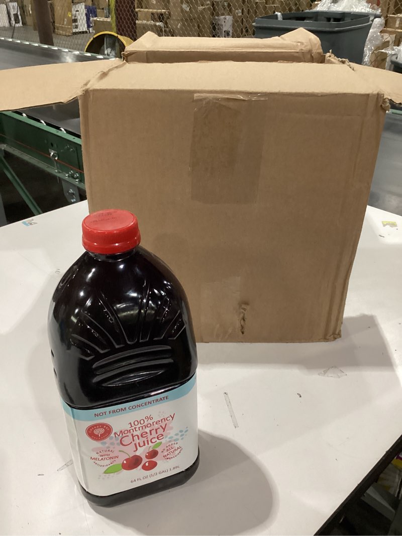 Condition photo showing New/Like New for Cherry Bay Orchards Tart Cherry Juice (6 Pack 64 oz Bottle, 384 oz Total) - 100% Natural Cherry Juice Not From Concentrate - Boosts Immunity - No Added Sugar 64 Fl Oz (Pack of 6)