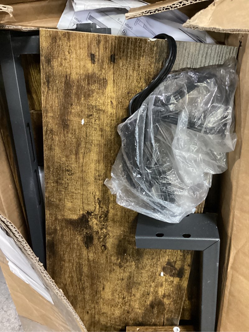 Condition photo showing As Is for aheaplus headboard for queen size bed with storage, headboards with outlets, usb ports and led light, queen head board only, height adjustable, reversible, sturdy and stable headboard, rustic brown queen wood rustic brown