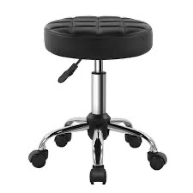 (Missing pieces) BFTOU Black Classic Swivel Stool with Wheel for Salon Work Home SPA Shop Height-Adjustable and Cost-