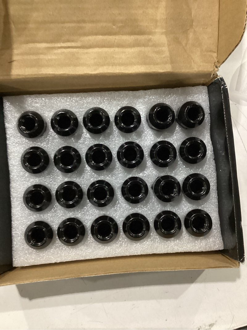 Condition photo showing Good Condition for mikkuppa 24pcs m12x1.5 lug nuts - 3/4" hex 1.4" tall black closed end nuts replacement for 2013-2024 ford ranger, 2012-2024 chevy s10, 1995-2021 toyota tacoma 4runner aftermarket wheel lug nut 24 pcs black