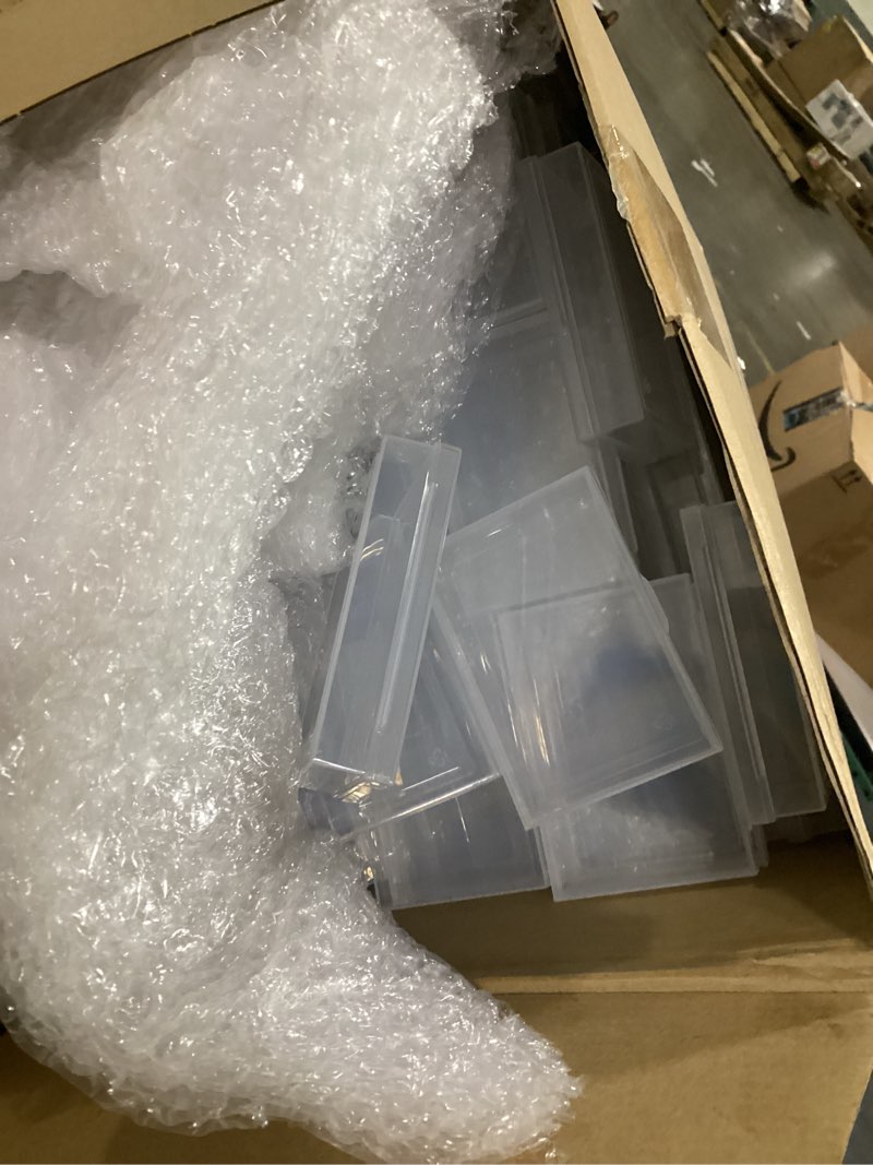Condition photo showing As Is for two set vicenpal playing card box clear plastic playing card deck case snap closed holder storage organizer for bank business trading poker gaming(150 pcs,recessed snap,3.74 x 2.56 x 0.91 inch) 3.74 x 2.56 x 0.91 inch recessed snap 150