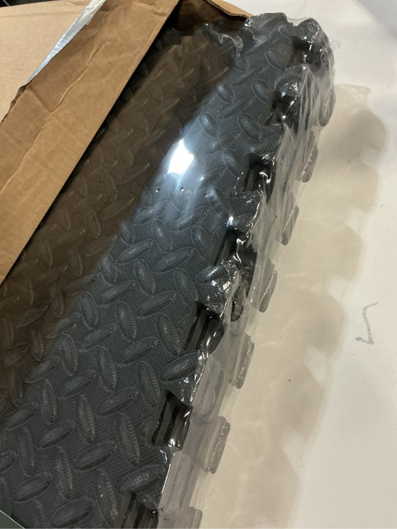 Condition photo showing Good Condition for ProsourceFit Puzzle Exercise Mat ½ in, EVA Interlocking Foam Floor Tiles for Home Gym, Mat for Home Workout Equipment, Floor Padding for Kids, Black, 24 in x 24 in x ½ in, 24 Sq Ft - 6 Tiles Black - 1/2 Inch - 24 Sq Ft - 6 Tiles