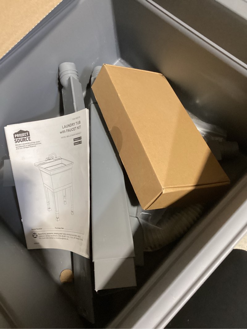 Condition photo showing Good Condition for project source 24-in x 24-in 1 -basin gray freestanding utility tub with drain with faucet