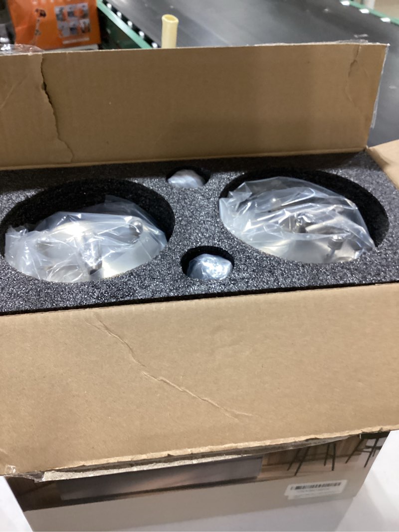 Condition photo showing Good Condition for LIROUVET 2 Pack Pendant Light Fixtures, Modern Dual Glass Pendant Lights, Brushed Nickel Hanging Light with Clear and Milk Glass, Pendant Lights Kitchen Island for Dining Room PL02BN-2PK 2 Pack Brushed Nickel-Dual Glass
