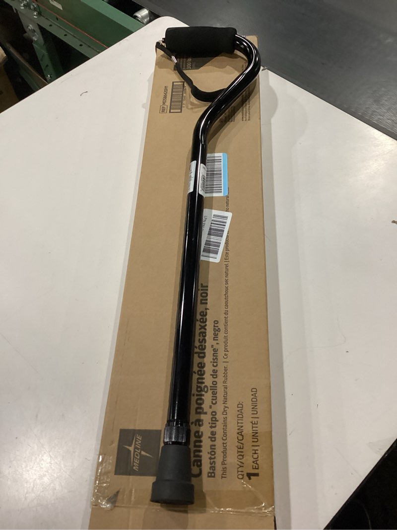 Condition photo showing New/Like New for medline aluminum offset walking cane for seniors & adults is portable and lightweight for balance, knee injuries, mobility & leg surgery recovery black