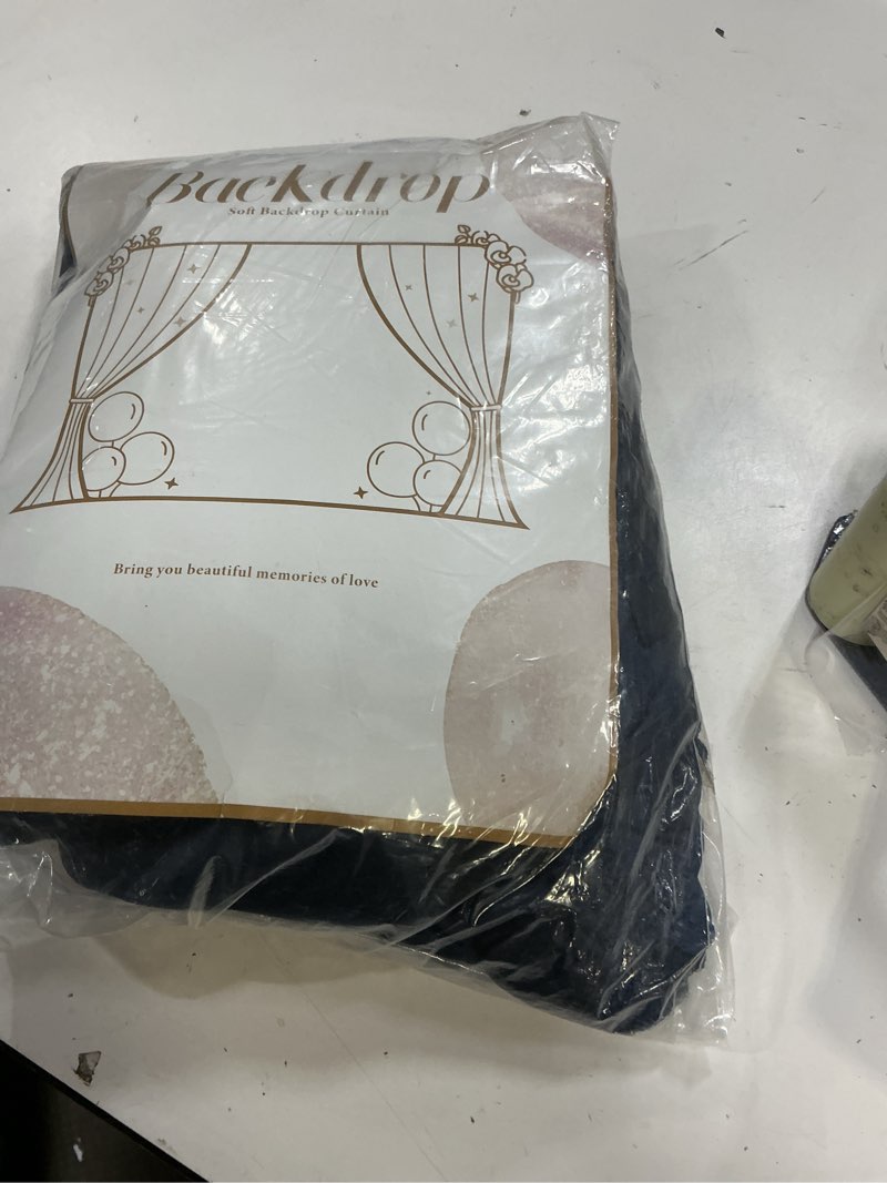 Condition photo showing Good Condition for 10 ft x 10 ft wrinkle free navy blue backdrop curtains panels, 2 panels 5ft x 10ft sikly polyester photo backdrop drapes for graduation baby shower wedding birthday parties photography background navy blue 5'(w) x 10'(h), 2 panels