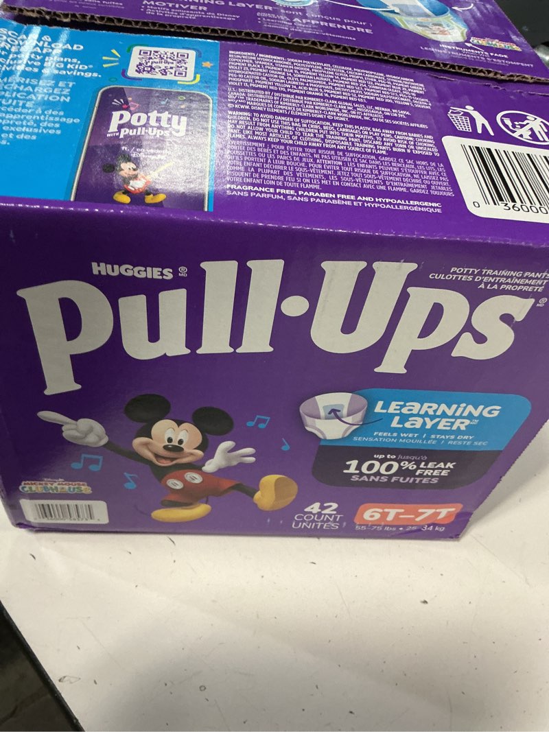 Condition photo showing New/Like New for pull-ups boys' potty training pants, size 6t-7t training underwear (55-75 lbs), 42 count 6t-7t 42