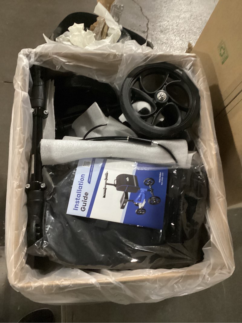 Condition photo showing New/Like New for aojin knee scooter for adults for footinjuries, 300lbs capacity, all terrain foldable knee scooter walker with bag, 13" wide pu seat, compact crutches alternative (black)