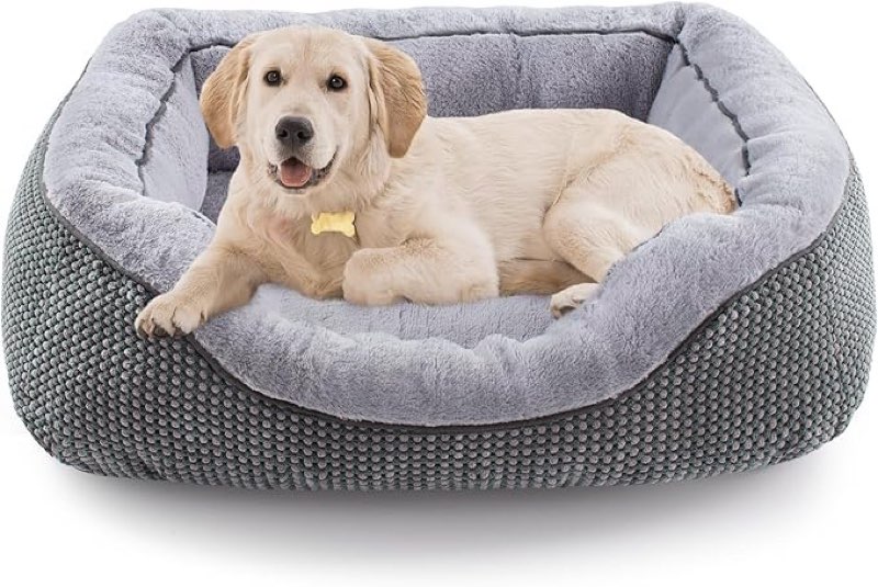 invenho medium dog beds for medium dogs washable, rectangle dog bed medium size dog, orthopedic dog bed, warming soft calming sleeping puppy bed durable pet bed with anti-slip bottom m