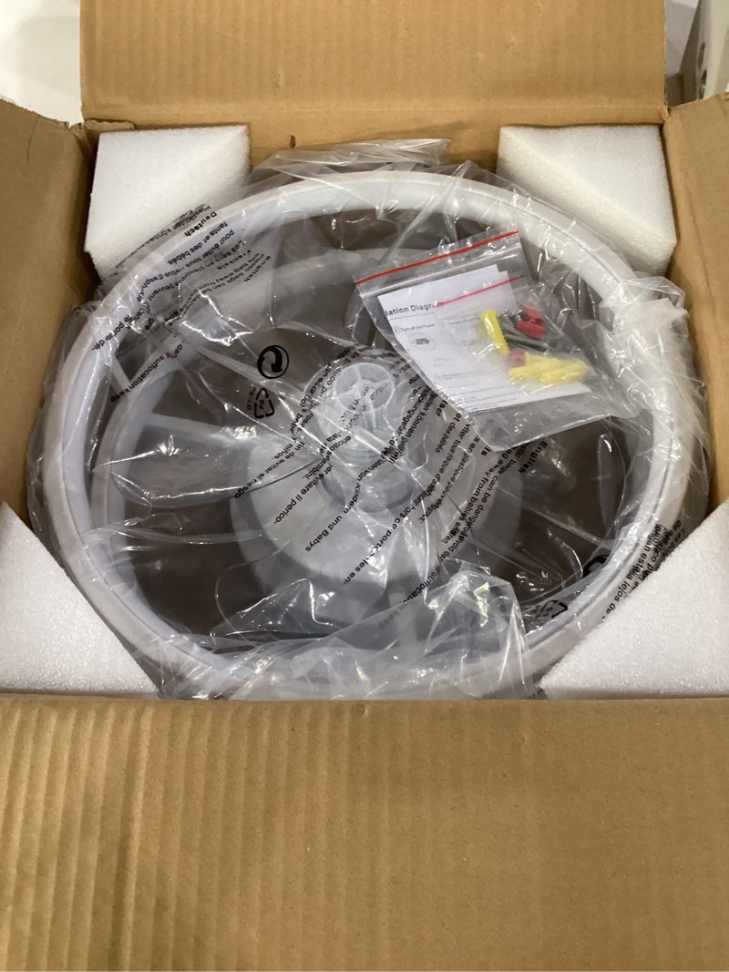 Condition photo showing Good Condition for 13 inch small ceiling fan with light and remote, low profile flush mount fandelier, dimmable 3cct quiet led ceiling fans for bedroom, white white round