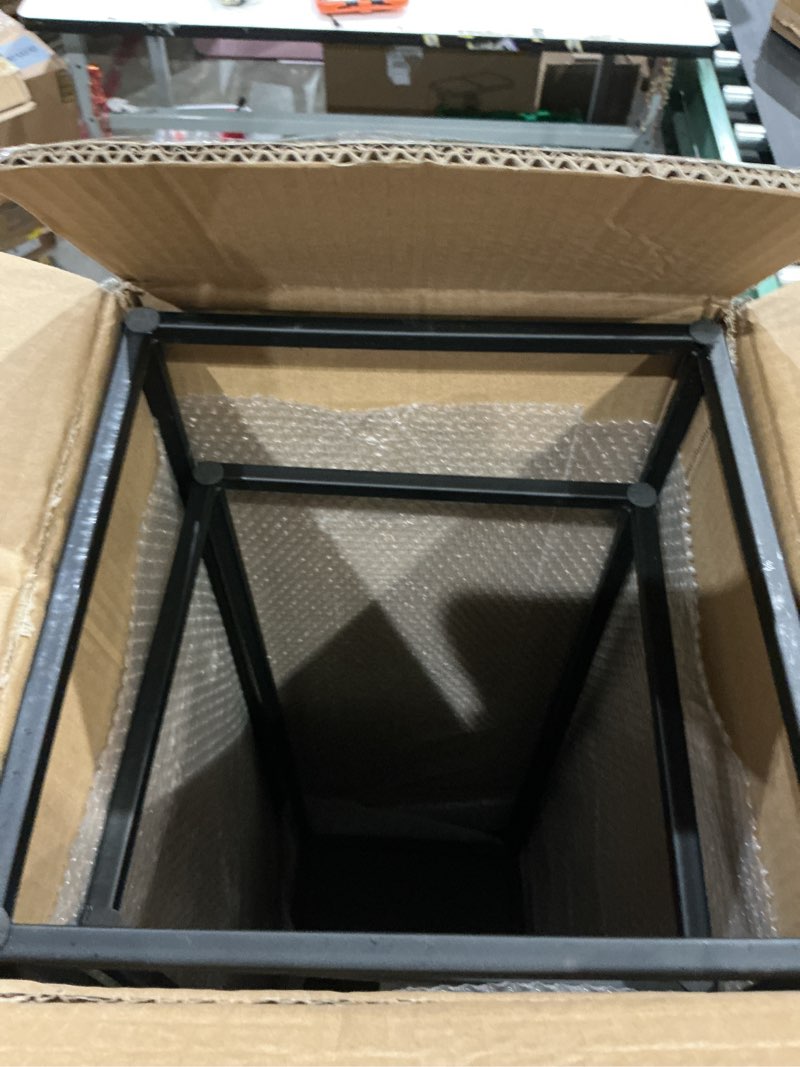 Condition photo showing Good Condition for pack of 2 already installed black plant stand,dimension 9.84*h27.56in and 8.66*h23.62in,indoor stable steel frame flower stands drink table for party wedding centrepieces living room patio garden