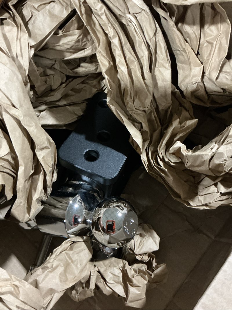 Condition photo showing As Is for geteen adjustable trailer hitch 2" receiver, tri ball drop hitch 10,000 lbs | includes heavy-duty stainless anti-theft lock. sae j684 certified forged steel hitch for trucks, rvs, boats & trailers. 5" drop tri ball
