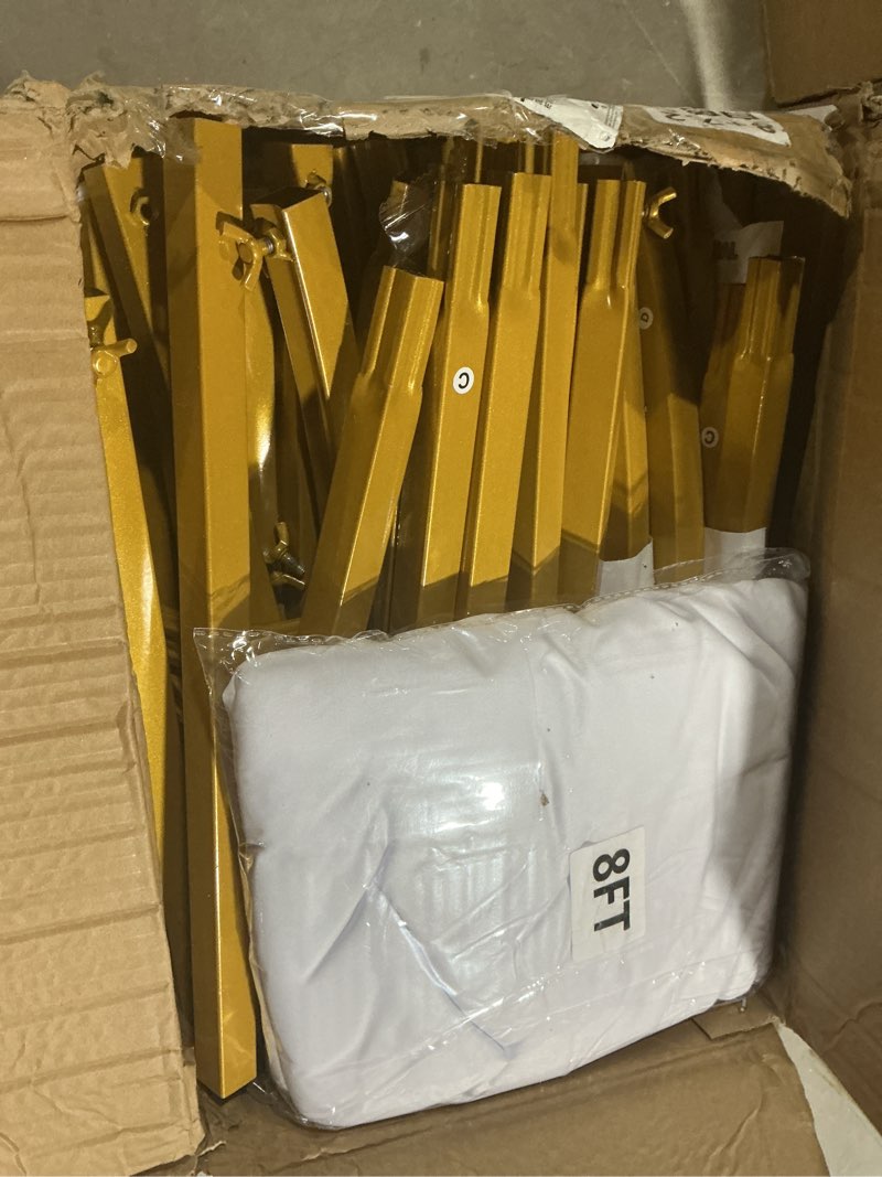 Condition photo showing Good Condition for metal arch backdrop stand and cover set, 8ft, 7.2ft party backdrop, easy to assemble, backdrop stand for parties, birthday, baby shower 8ft, 7.2ft white