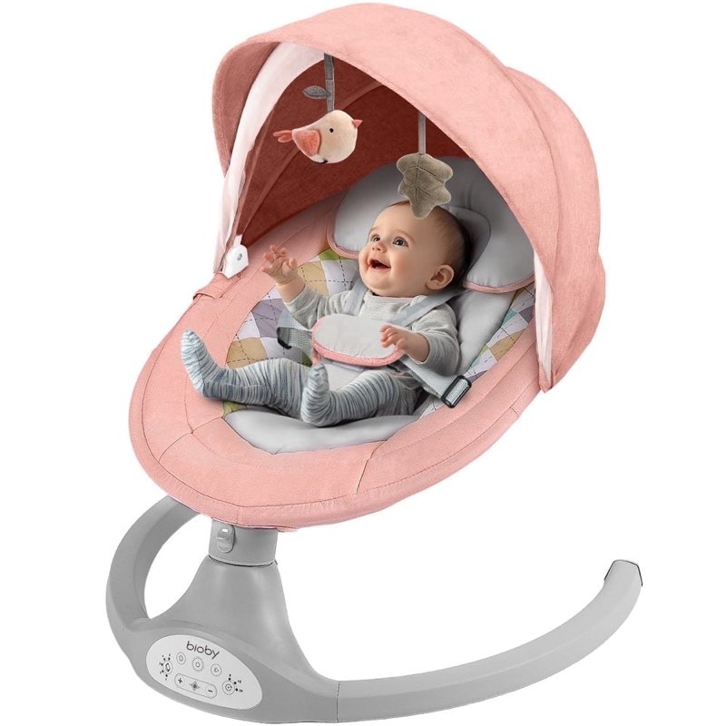 electric baby swing, caveen infant swing rocker with remote control, 5 sway speeds, bluetooth music, grey