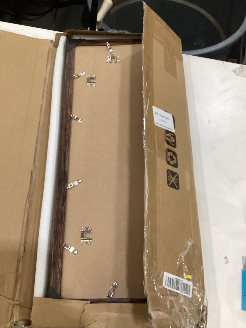 Condition photo showing Good Condition for 8x24 picture frame 2 pack, rustic brown wood frame with tempered glass, display pictures multiple five 4x6 with mat or 8 x 24 without mat - horizontal or vertical wall mounting rustic brown 8x24 in matted to 5-4x6