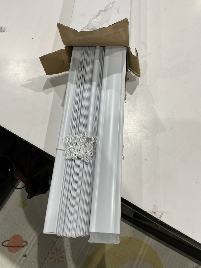 Condition photo showing Good Condition for project source premium 2-in slat width 35-in x 72-in cordless white vinyl room darkening horizontal blinds