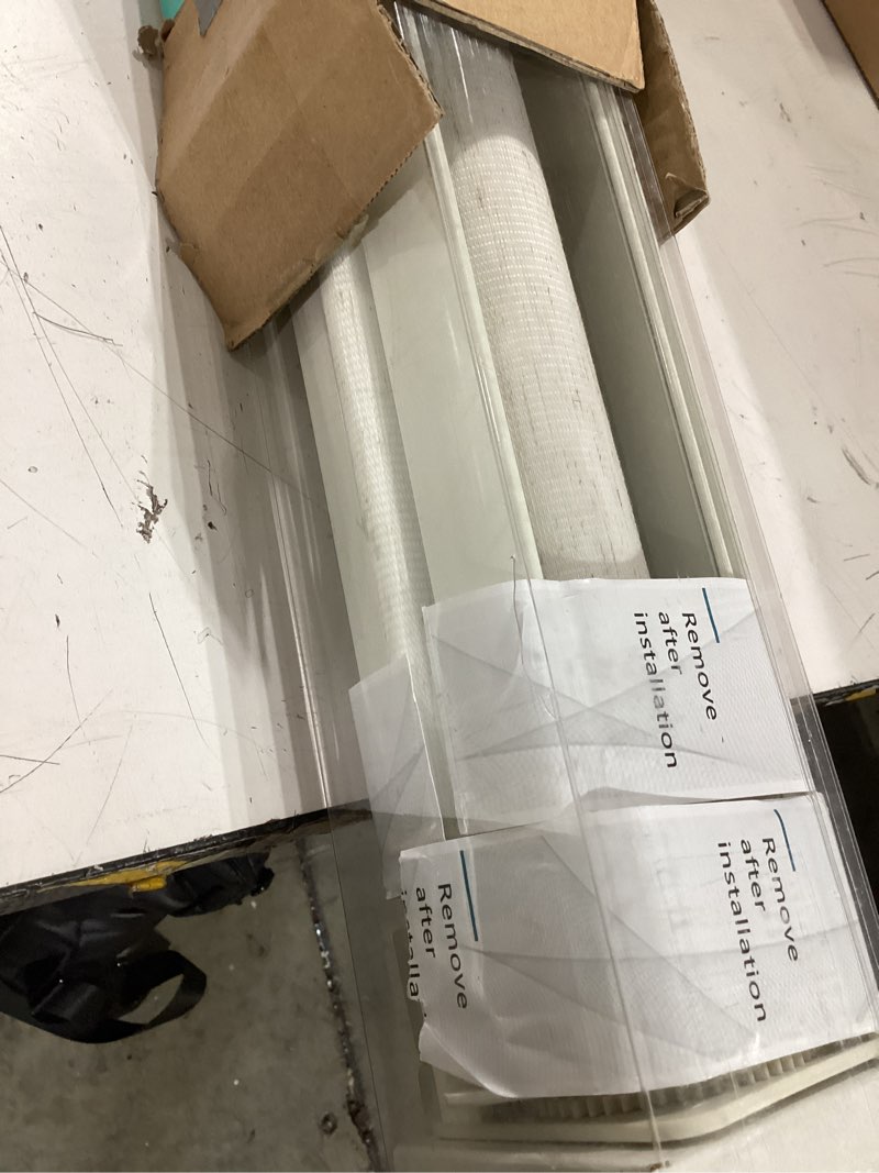 Condition photo showing As Is for myshade roller shades zebra blinds for indoor windows cordless day and night light filtering dual layer roller window blinds & shades, easy to install, size 28" w x 50" h, linen style linen 28"w x 50"h