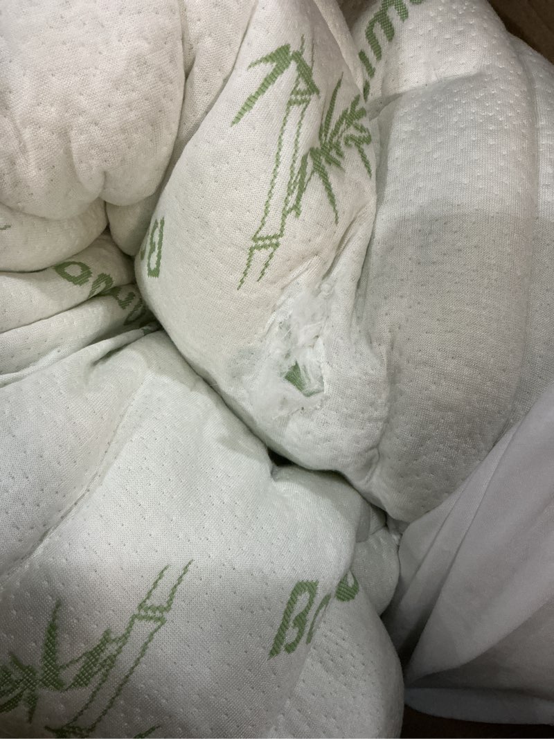 Condition photo showing As Is for ultra soft queen size mattress topper - viscose made from bamboo pillow top mattress pad for back pain relief - naturally cooling for hot sleepers, green green queen