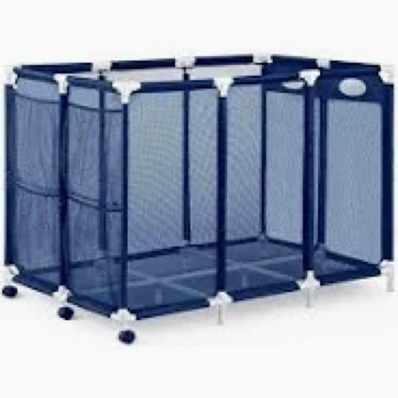 modern blue pool storage bin - extra large | perfect contemporary nylon mesh basket organizer for go