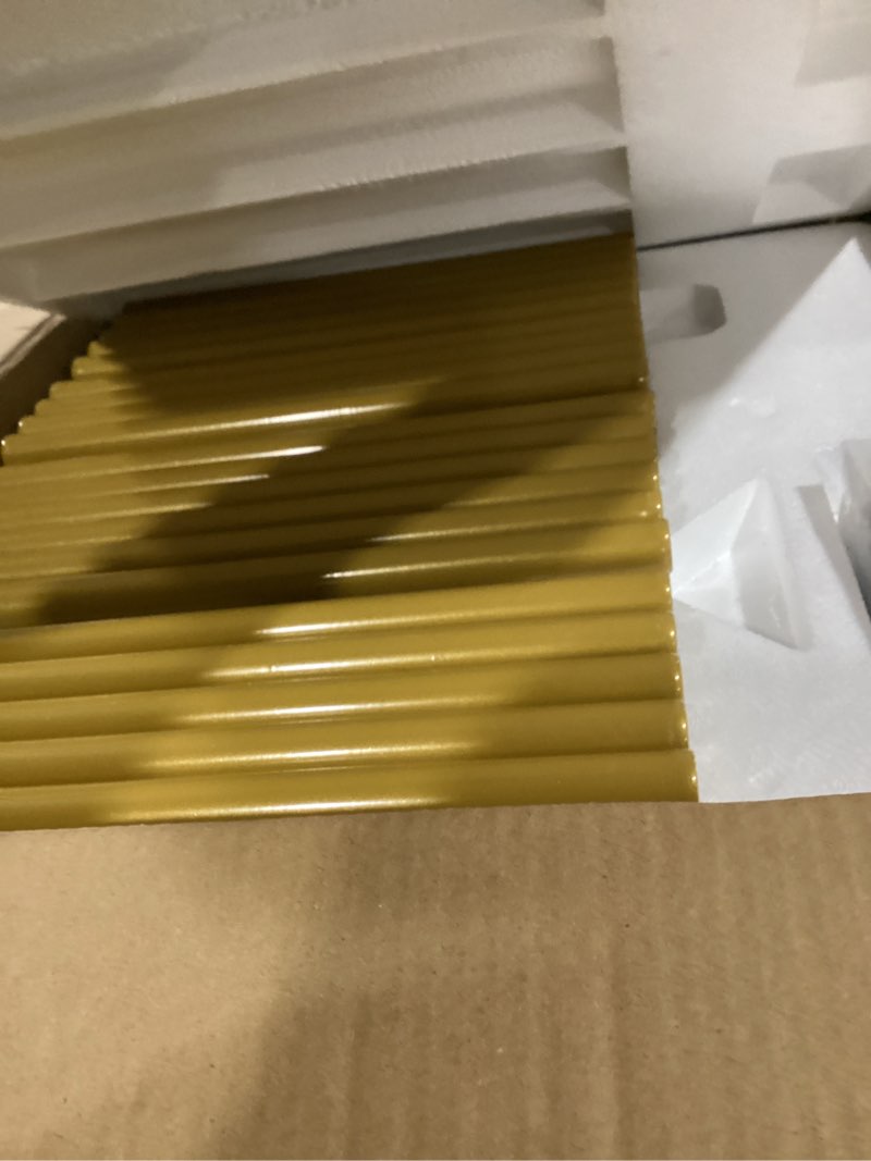 Condition photo showing As Is for 5Tier Rotating Bookshelf, 360 ° Display Stackable Spinning Bookshelf Tower,Round Space Saving Tall Floor Standing Swivel Bookcase Corner Storage Organizer for Bedroom/Living Room/Office?Gold