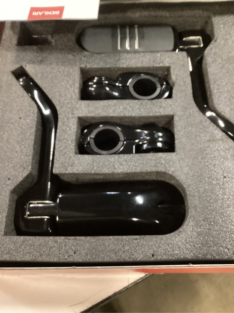 Condition photo showing Good Condition for benlari highway pegs, 304 stainless steel 1.25" highway footpegs adjustable fit for harley touring street glide softail dyna sportster fits 1-1/4"(32mm) engine guard black(long angled) black long